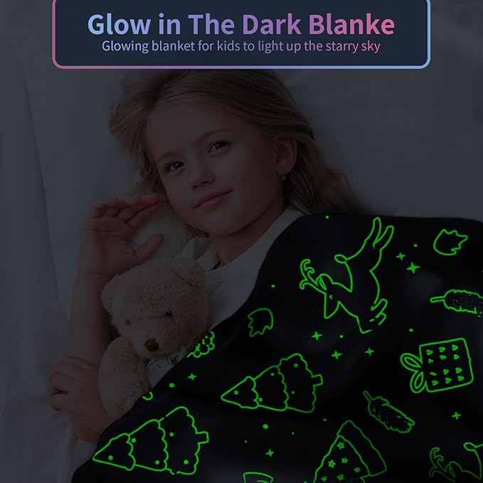 Christmas Blanket for Boys, Christmas Glow in The Dark Blanket for Kids/Toddler/Baby, Soft Fleece Blankets and Throw, Birthday 50"x 60"