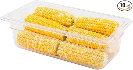 Restaurantware-4 Inch Deep Food Pans, 10 1/3 Size Commercial Food Storage Container - Freezable, Break-Resistant, Clear Plastic Cold Pans, Dishwashable, For Kitchens, Restaurants, Or Cafeterias
