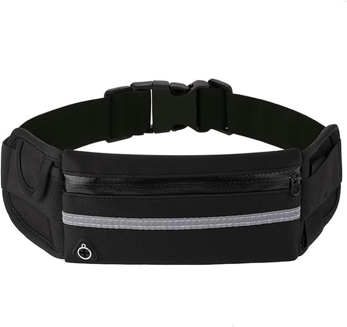Anti-Theft Invisible Waist Bag, Money Belt for Travel with Hidden Compartment, Waterproof Slim Waist Pack for Phone Passport Cash, Running Cycling Hiking Fitness Security Belt Bag (Black)