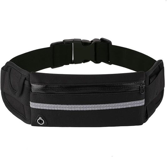 Anti-Theft Invisible Waist Bag, Money Belt for Travel with Hidden Compartment, Waterproof Slim Waist Pack for Phone Passport Cash, Running Cycling Hiking Fitness Security Belt Bag (Black)