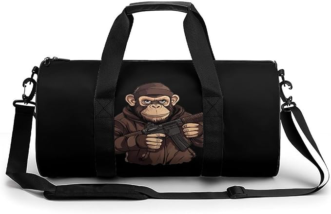 Gorilla Gun Gym Bag Travel Duffel Bag Lightweight Carry On Bags Weekender Bags for Women Men