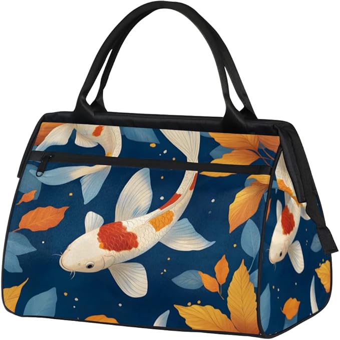 Fish Kois Overnight Weekender Bag for Women Men Travel Duffel Bags Waterproof Luggage Carry on Sports Yoga Gym Bag