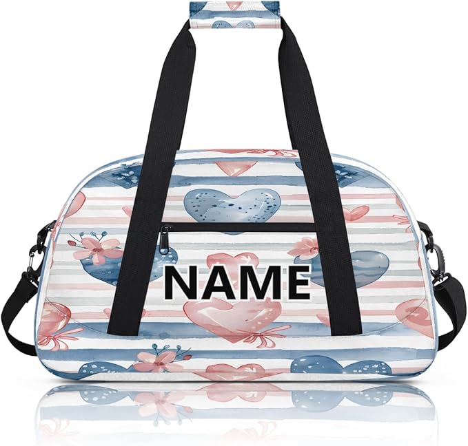 Valentine's Day Mini Gym Bag 18 inch for Women Men Waterproof Custom Hearts Romantic Theme Travel Duffel Bag Carry On Overnight Tote Nurse Bag for Work Fitness Hiking