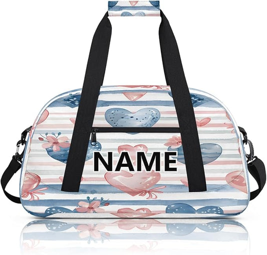 Valentine's Day Mini Gym Bag 18 inch for Women Men Waterproof Custom Hearts Romantic Theme Travel Duffel Bag Carry On Overnight Tote Nurse Bag for Work Fitness Hiking