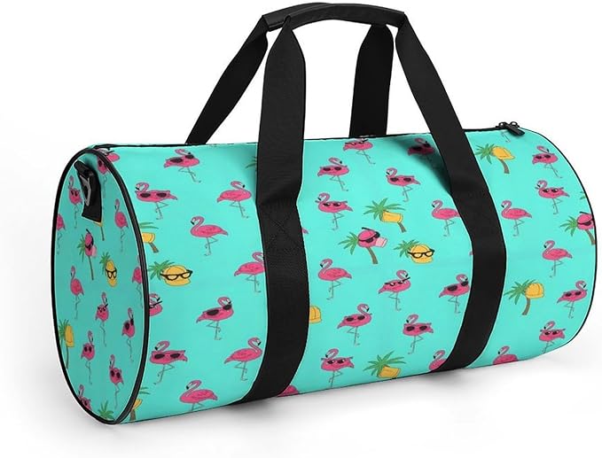 Basketball Football Weekender Bag Dance Sports Gymnastics Bag Lightweight Travel Sports Bags (Pink Flamingos Mint Green)