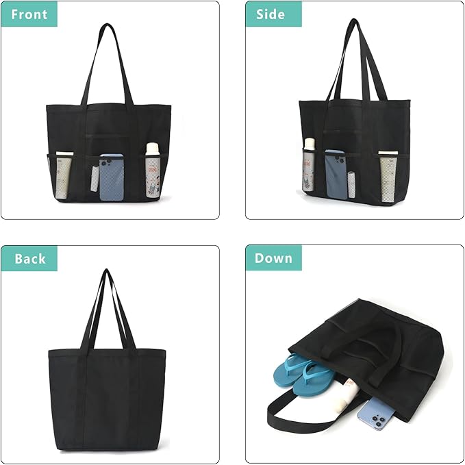 Mesh tote bag, suitable for daily travel, shopping, weekend trips, beach bags, fitness bags