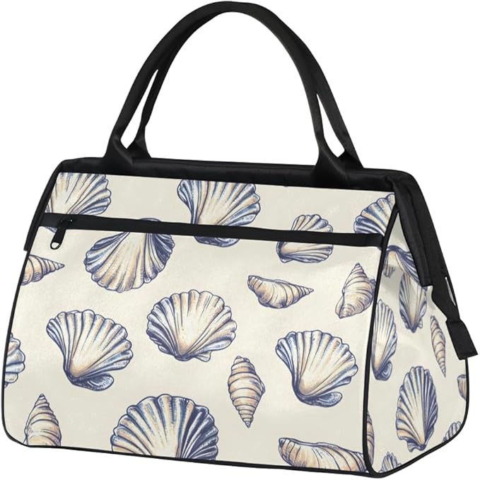 Seashell Overnight Weekender Bag for Women Men Travel Duffel Bags Waterproof Luggage Carry on Sports Yoga Gym Bag