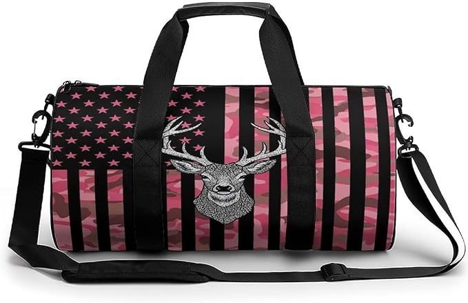 Weekender Carry on Beach Yoga Overnight Luggage Bag Pink Camouflage American Flag Hunting Camo Deer Gym Sports Duffle Bag Dance Gymnastics Bags