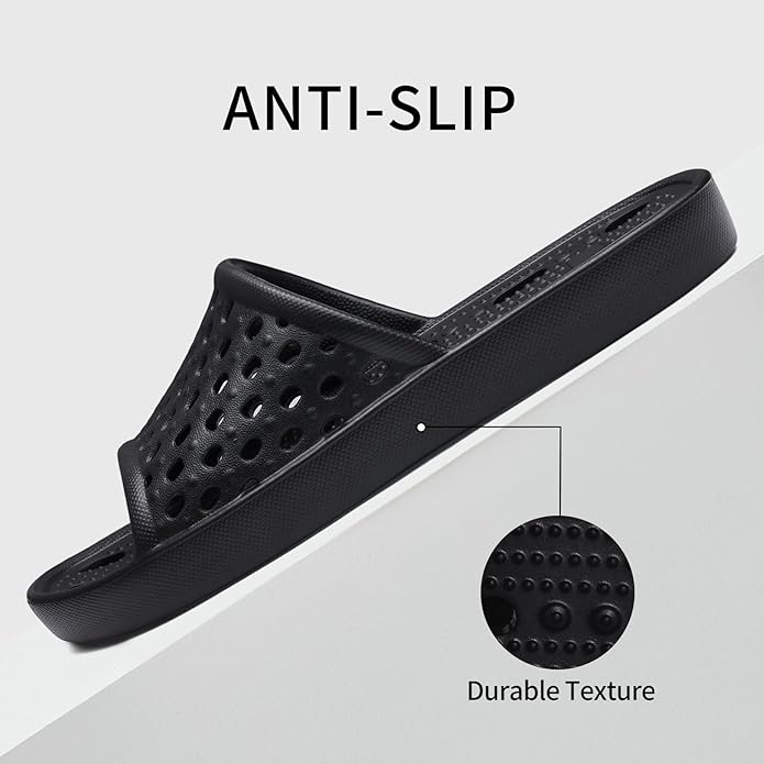Litfun Shower Shoes for Women Non-Slip Quick Dry Shower Slippers Lightweight Pool Sandals with Drain Holes for College Dorm, Beach, Bathroom & Gym