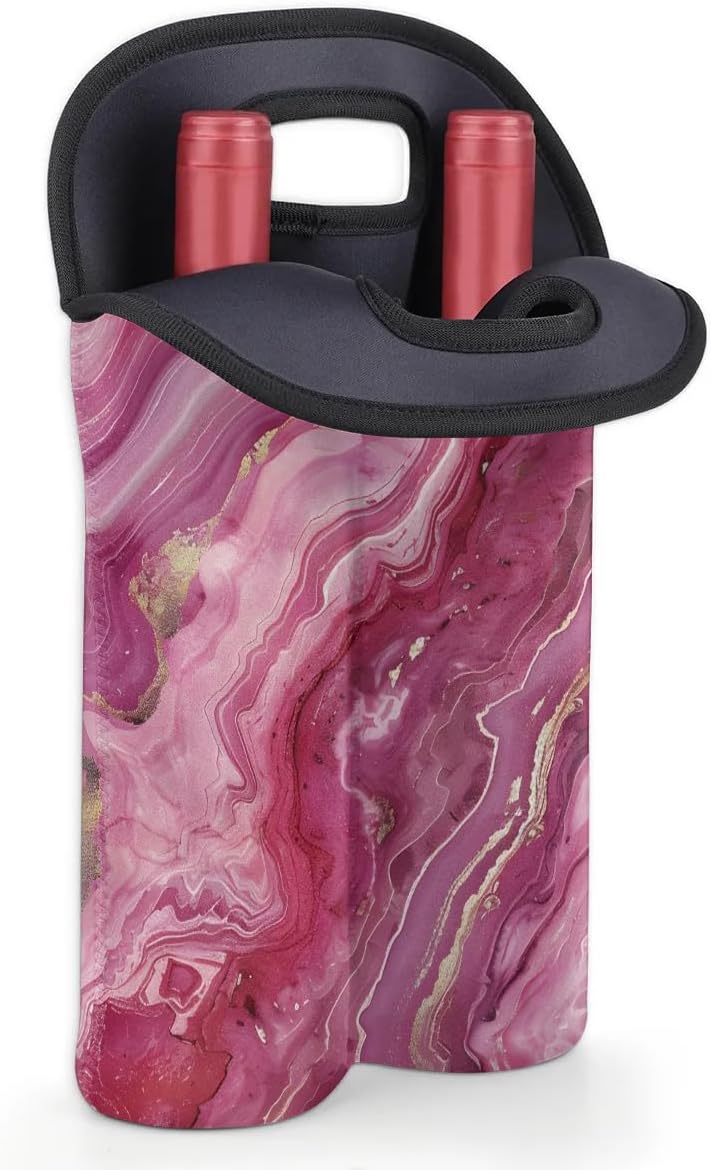 Wine Carrier Tote Personalized Bag for 2 Bottles - Neoprene Wine Bottle Holder with Carry Handle, Wine Protective Bag Insulated Bag Beer Cans Water Bottle Holder for Travel Picnic,Style11