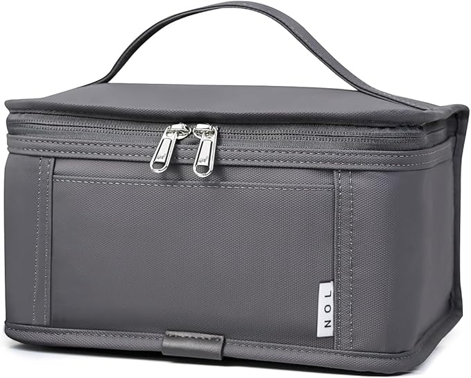 NOL Natural Organic Lifestyle Small Lunch Bag Mini Lunch Box Insulated Lunch Bag for Men/Women Leakproof Cooler Tote Bag Lightweight Nylon Waterproof Lunch Box For Work, Dark gray