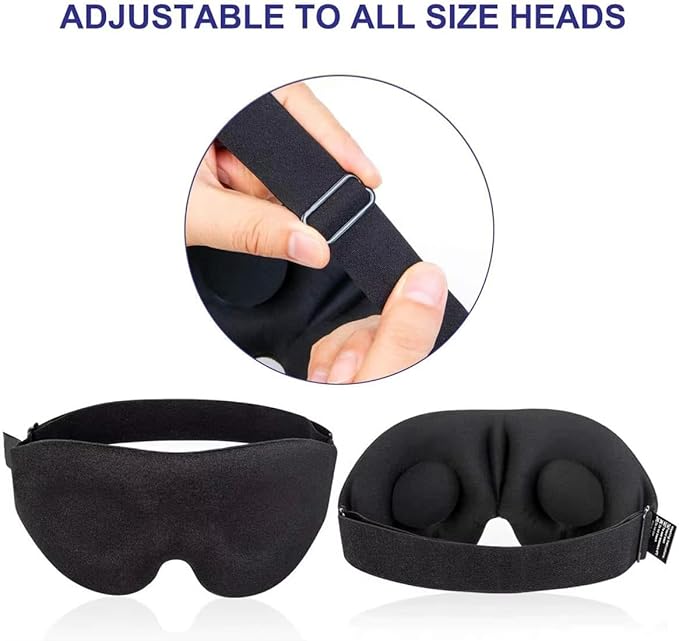 Signature 8 3D Eye Mask Sleep Mask for Men & Women, 100% Pressure-Free & Light Block-Out Eye Mask for Sleep with Easy Adjustable Strap, Night Eye Cover for Travel, Black