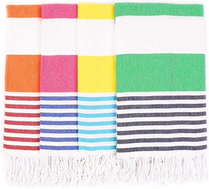 HAVLULAND Beach Towels Oversized 72x40, Sand Free Turkish Beach Towel, Extra Large Soft Pool Towels, Super Absorbent Bath Towels - Set of 4 Multi Color