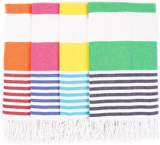 HAVLULAND Beach Towels Oversized 72x40, Sand Free Turkish Beach Towel, Extra Large Soft Pool Towels, Super Absorbent Bath Towels - Set of 4 Multi Color
