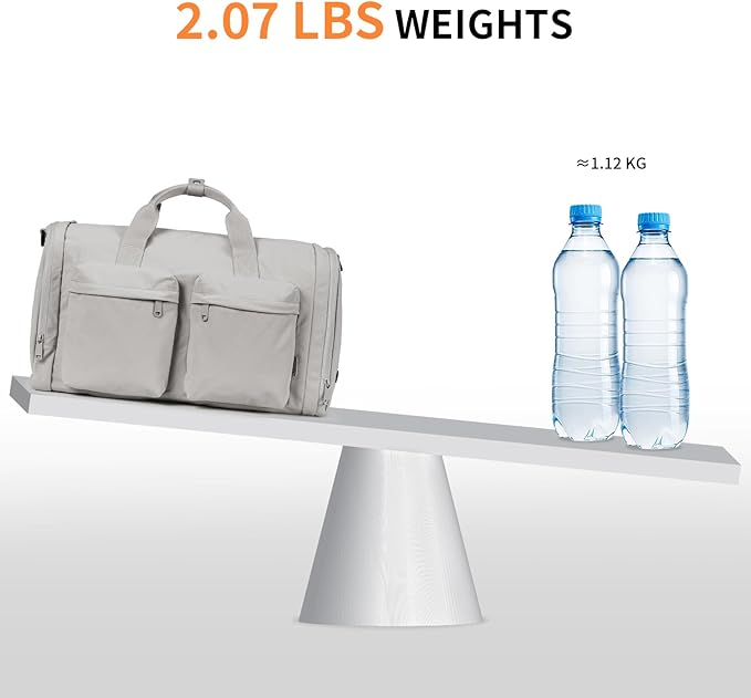 Foldable Travel Duffel Bag for Women with Shoes Compartment, 3 in 1 Carry on Gym Bag with Removable Dry Wet Bag, Lightweight&Water Resistant Duffel Bag for Travel,Sports&Workout, Elegant Gray
