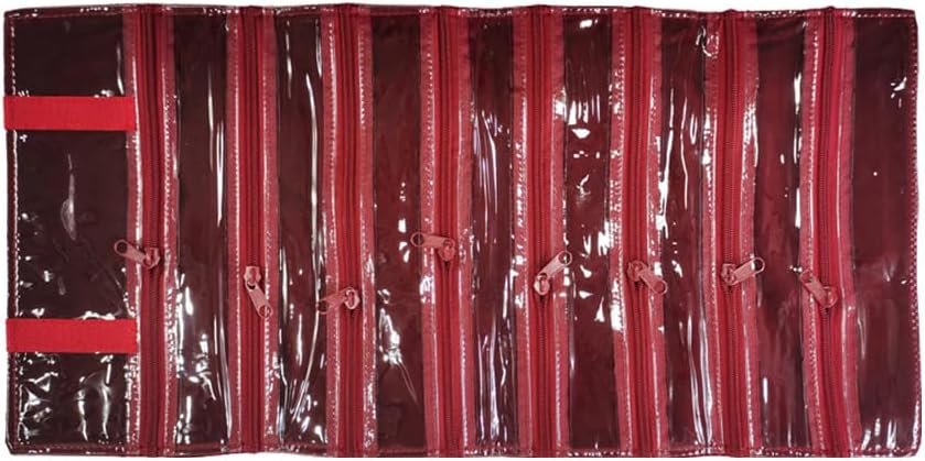 Travel Jewelry Roll Bag Portable Organizer Pouch With Grids&PVC Cover Storage Bags for Necklace, Bracelet, Bracelet,Ring, Badge, Pendant