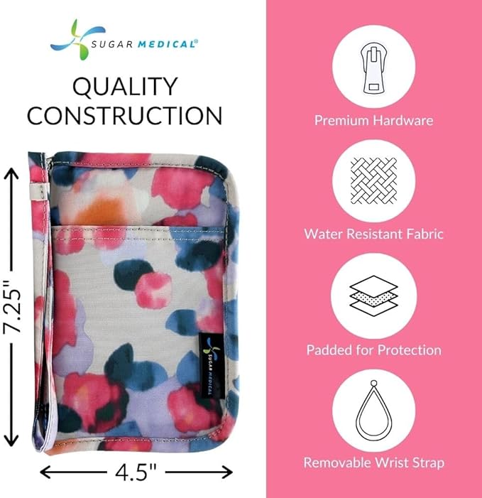 Sugar Medical Diabetes Supply Case | Medical Supplies Travel Bag | Glucose Meter Organizer | Diabetic Care Products | Glucometer Kit (Addison)