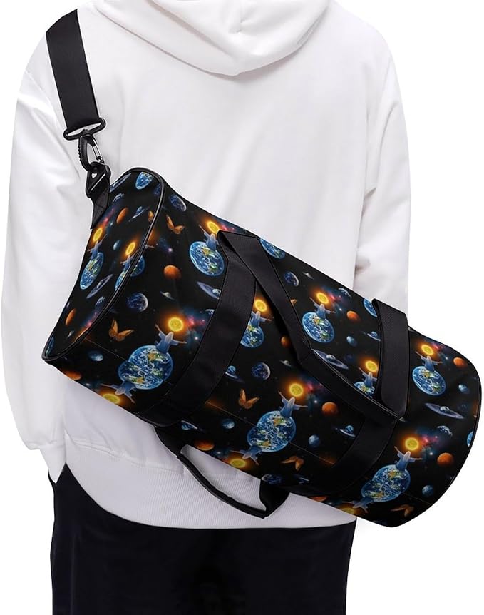 Lightweight Sports Travel Bag African Magic Space Earth Power Woman Abstract Painting Beach Swim Bags Men Women Duffle Bag Foldable Overnight Bags