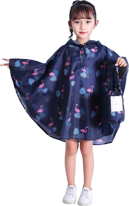 Spmor Kids Rain Poncho Hooded Jacket Rain Coat