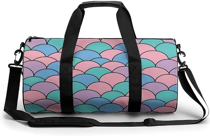Beach Swim Bags Mermaid Scale (9) Men Women Duffle Bag Foldable Gym Bag Lightweight Travel Sports Bags for Men and Women