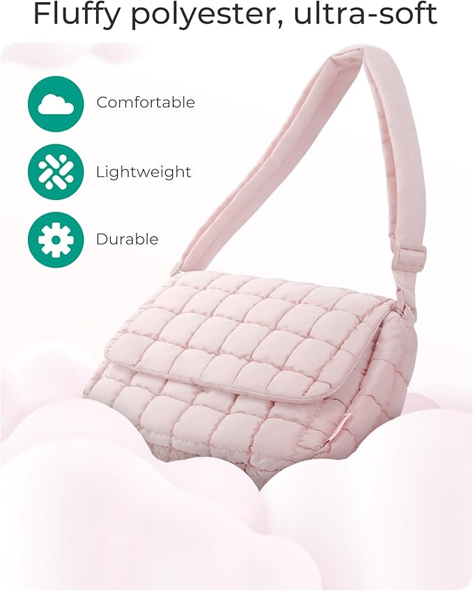 BAGSMART Lightweight Crossbody Bags for Women, Quilted Puffer Shoulder HandBags with Adjustable Strap for Travel