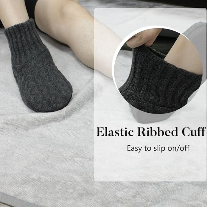 Mens Fuzzy Slipper Socks Soft Cozy Thick House Indoor Boot Sock Shoes with Anti-Skid Bottom Soles