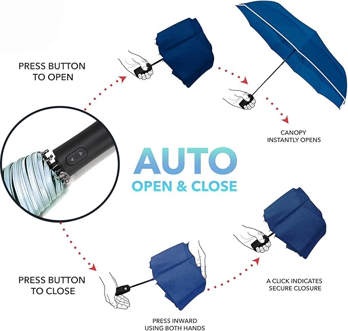 MRTLLOA 42/49 Inch Compact Travel Essentials Umbrella for Rain, Lightweight, Portable, Automatic, Strong, Waterproof Folding Umbrellas for Women, Men and Teenagers