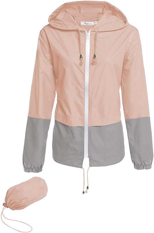 Hount Women's Lightweight Hooded Raincoat Waterproof Packable Active Outdoor Rain Jacket (S-3XL)