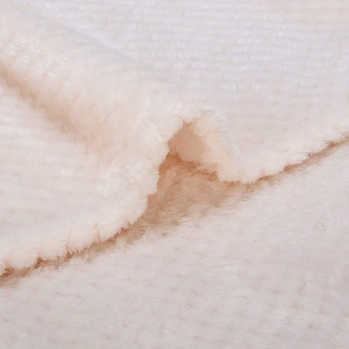 Fuzzy Throw Blanket, Plush Fleece Blankets for Adults, Toddler, Boys and Girls, Warm Soft Blankets and Throws for Bed, Couch, Sofa, Travel and Outdoor, Camping (40”×60”, Cream)
