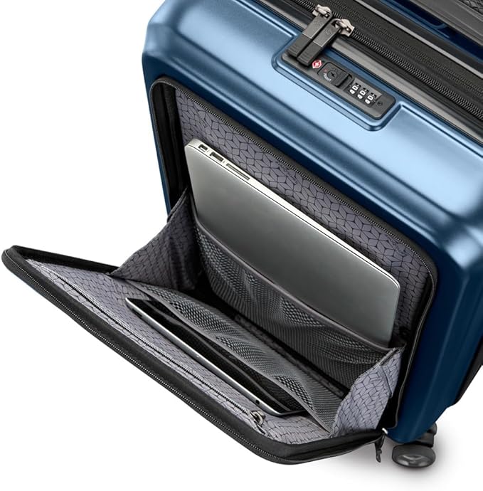 Samsonite Octiv Lightweight Hardshell 21-Inch Pro Carry-On Luggage - Durable & Impact Resistant, 360° Aero Trac Spinner Wheels, Adjustable Handle, Expandable Suitcase, TSA Approved Lock - Blue