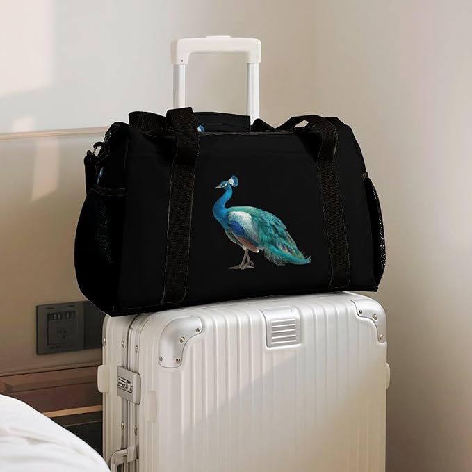 Peacock Bird Duffle Bag Gym Bag for Workout Travel Tote with Detachable Straps