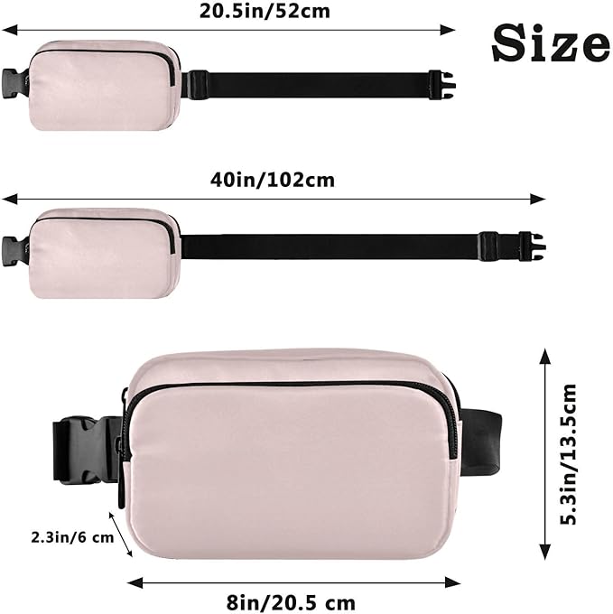 Fanny Pack for Women Men Water Resistant Fashion Waist Packs with Adjustable Strap Belt Bag for Travel Workout Jogging Hiking Misty Rose