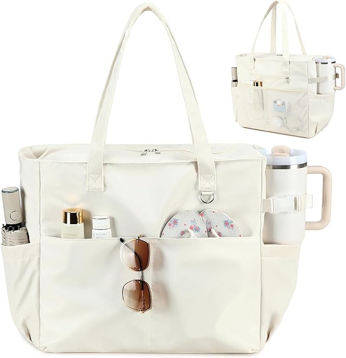 Bluboon Waterproof Beach Tote Pool Bags for Women Ladies Extra Large Carry On Bag With Wet Compartment for Weekender Travel