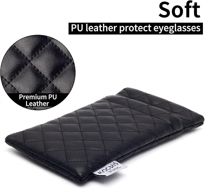 Face Shadow Double Glasses Case Soft Eyeglass Case For Women Men Squeeze Top Sunglasses Case With Cleaning Cloth