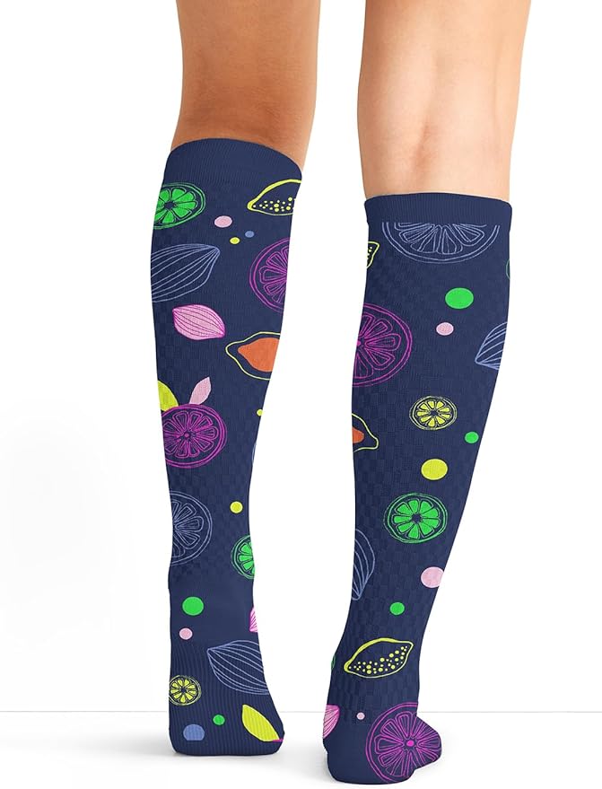 Cherokee Women's 10-15mmHg Compression Socks – Fun Print Knee Highs with Light Support, Soft Feel - PRINTSUPPORT