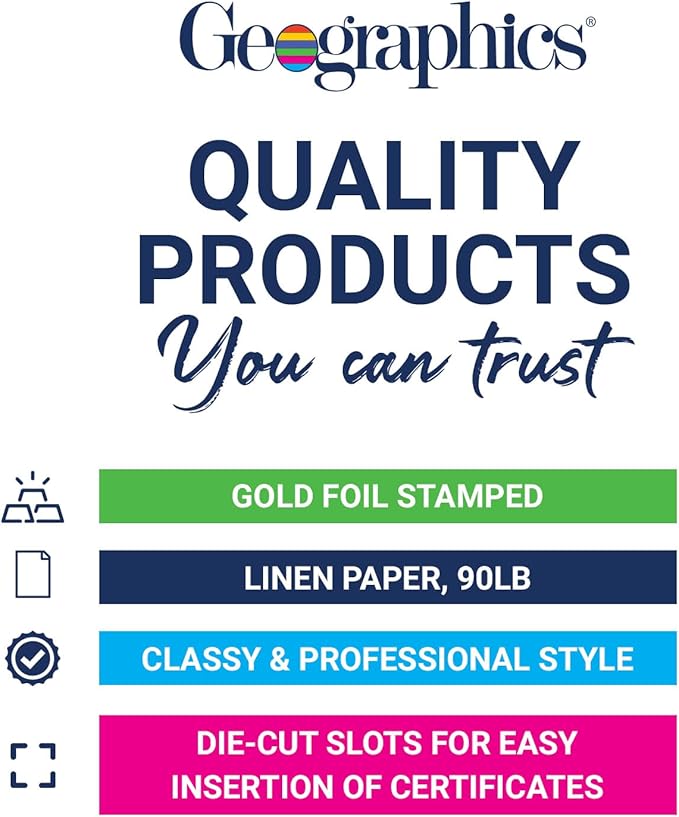 Geographics Classic Linen Document Covers 12.5” x 9.75” Navy Blue 60 Pack - Certificate Holders, Diploma Holder, Frame Documents - Premium Linen Texture for Professional Presentation