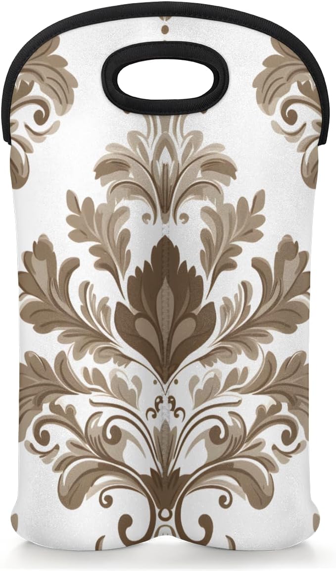 Neoprene Wine Tote, Bottle Carrier Gag Insulating Neoprene Thicker, Insulated Wine Bag for Travel Holds Two Bottles, Bottle Carrier Bags Protect the Bottles, White Totem