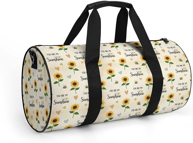 Weekender Carry on Beach Yoga Overnight Luggage Bag Gym Sports Travel Workout Bag Overnight Bags (You Are My Sunshine Bees Sunflowers Print)
