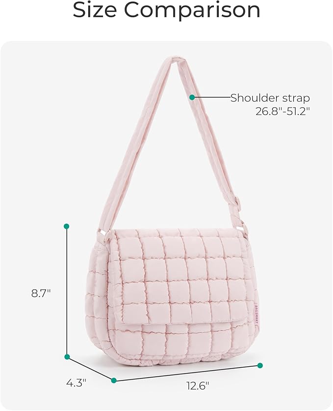 BAGSMART Lightweight Crossbody Bags for Women, Quilted Puffer Shoulder HandBags with Adjustable Strap for Travel