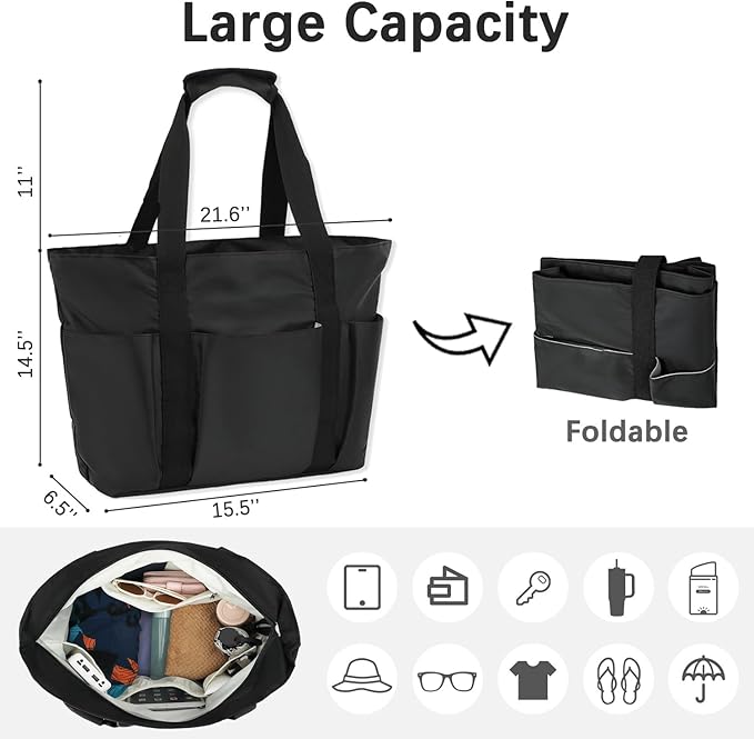 Fammart Waterproof Beach Bag for Women with Wet Pocket, Beach Tote Compatible with Stanley Cup for Pool Travel Cruise