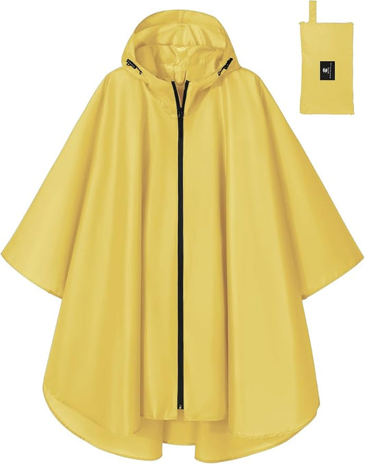SaphiRose Lightweight Waterproof Rain Poncho for Adults with Hood Portable Rainwear for Outdoor