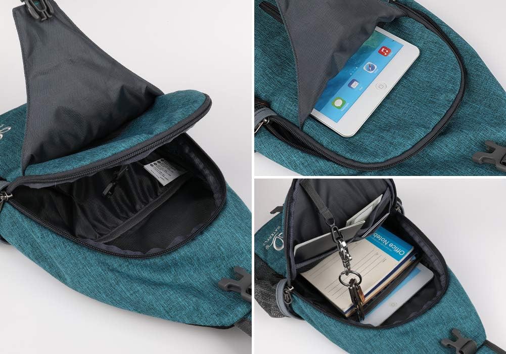 WATERFLY Crossbody Sling Backpack Sling Bag Travel Hiking Chest Bag Daypack