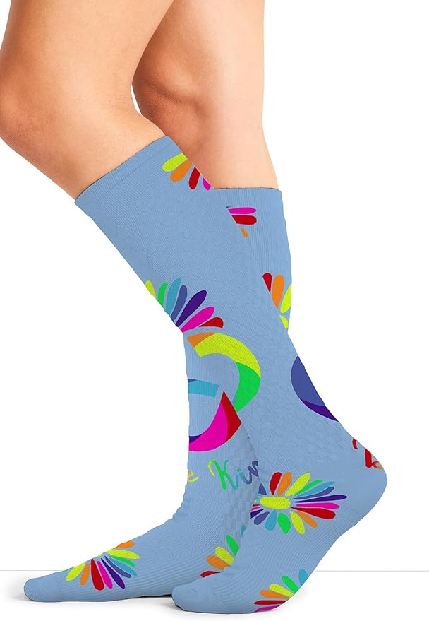 Cherokee Women's 10-15mmHg Compression Socks – Fun Print Knee Highs with Light Support, Soft Feel - PRINTSUPPORT