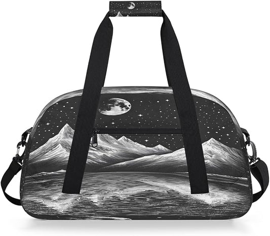 Travel Duffle Bag for travel duffle bag sports Girls Boys Kids Mountain Peak Moon Lscape Lightweight Overnight Sleepover Weekender Bags Small Dance Gym Sport Bag Teens Carry-On Size Workout Bag