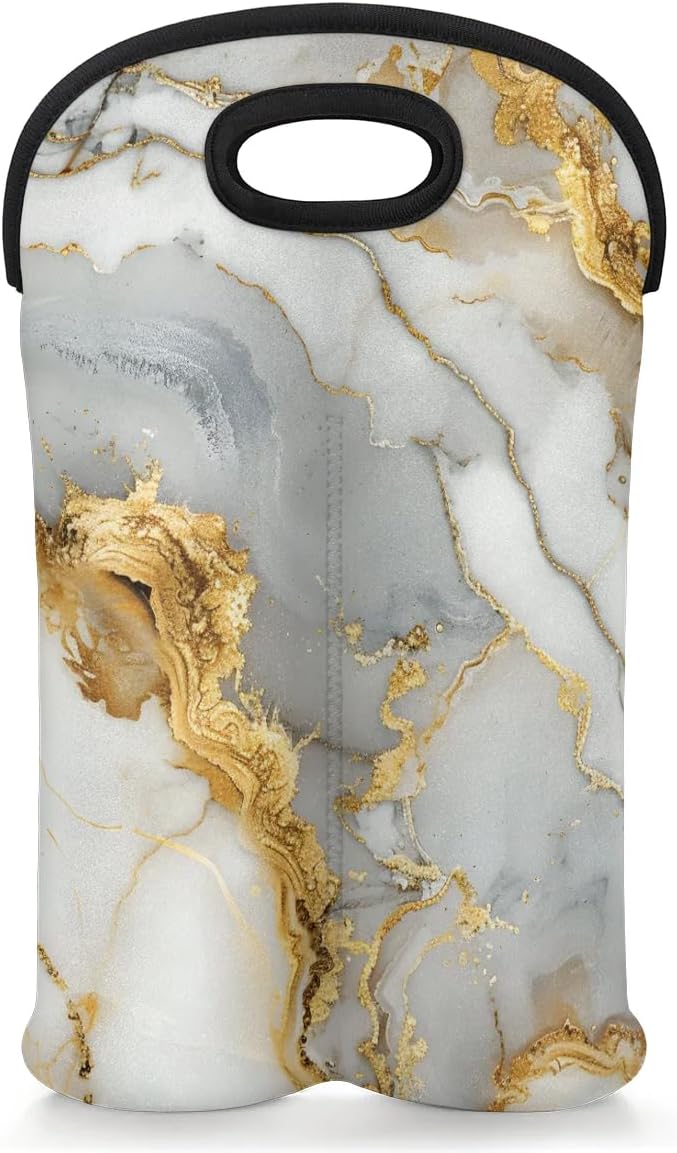 Wine Carrier Tote Personalized Bag for 2 Bottles - Neoprene Wine Bottle Holder with Carry Handle, Wine Protective Bag Insulated Bag Beer Cans Water Bottle Holder for Travel Picnic,Style12