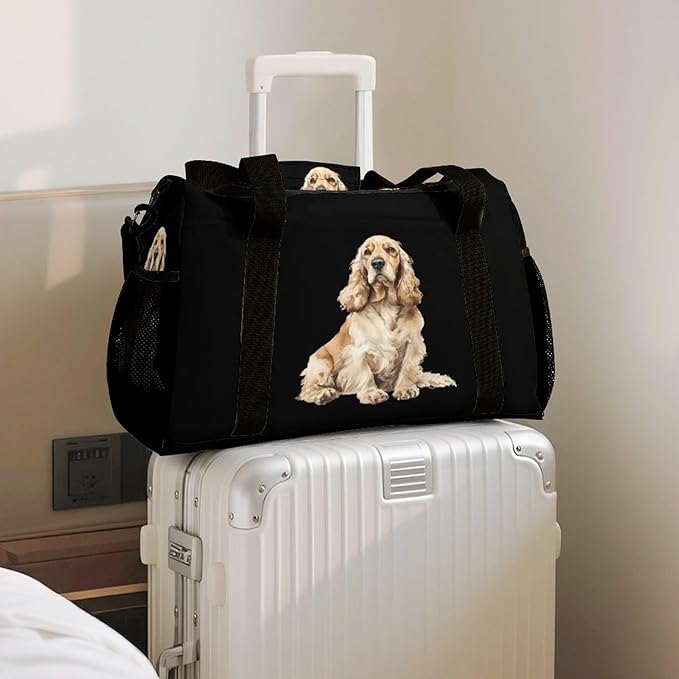 Cocker Spaniel Dog Duffle Bag Gym Bag for Workout Travel Tote with Detachable Straps