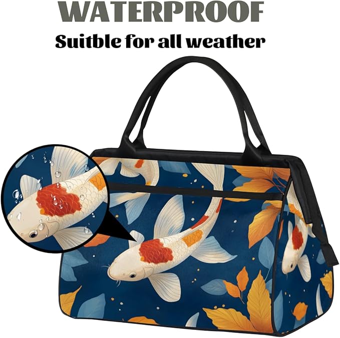 Fish Kois Overnight Weekender Bag for Women Men Travel Duffel Bags Waterproof Luggage Carry on Sports Yoga Gym Bag