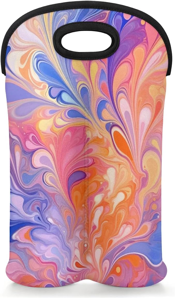 Wine Carrier Tote Personalized Bag for 2 Bottles - Neoprene Wine Bottle Holder with Carry Handle, Wine Protective Bag Insulated Bag Beer Cans Water Bottle Holder for Travel Picnic,Style4