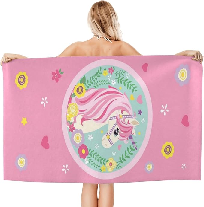 Cute Unicorn Beach Towel for Kids/Girls/Toddler/Baby, Personalized Microfiber Beach Towels Bulk, Quick Dry Beach Towel for Pool, Lightweight Bath Towels Oversized Clearance 30"x 60"