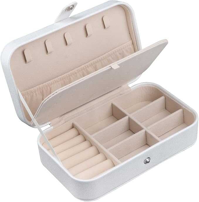 Travel Jewelry Box,Upgraded Travel Jewelry Case,Portable Jewelry Boxes for Women,PU Leather Jewelry Box,Travel Jewelry Organizer for Necklaces,Rings,Earrings,Bracelets,Black